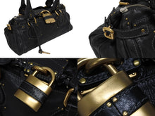 画像をギャラリービューアに読み込む, Chloe クロエ ハンドバッグ パディントン ワンショルダーバッグ ブラック レザー B19FG0 ゴールド金具 美品 中古 4b010559