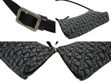 画像をギャラリービューアに読み込む, Christian Dior クリスチャンディオール ハンドバッグ ポーチ トロッター ネイビー コットンキャンバス BO B 0101 シルバー金具 美品 中古 4b010560