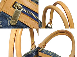 極美品 LOUIS VUITTON ルイヴィトン フラットショッパー ハンドバッグ M95018 モノグラム デニム ブルー ゴールド金具 中古 4b010562