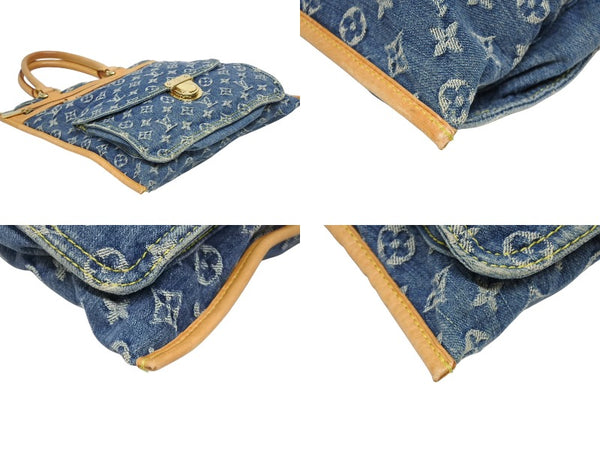 極美品 LOUIS VUITTON ルイヴィトン フラットショッパー ハンドバッグ M95018 モノグラム デニム ブルー ゴールド金具 中古 4b010562