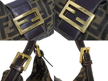 画像をギャラリービューアに読み込む, FENDI フェンディ ハンドバッグ マンマバケット ミニマンマ ズッカ柄 ブラウン コットンキャンバス レザー ゴールド金具 美品 中古 4b010566