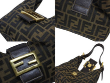 画像をギャラリービューアに読み込む, FENDI フェンディ ハンドバッグ マンマバケット ミニマンマ ズッカ柄 ブラウン コットンキャンバス レザー ゴールド金具 美品 中古 4b010566
