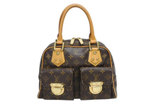 画像をギャラリービューアに読み込む, LOUIS VUITTON ルイヴィトン マンハッタンPM ハンドバッグ M40026 PVC ヌメ革 ブラウン ゴールド金具 美品 中古 4b010568