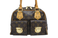 画像をギャラリービューアに読み込む, LOUIS VUITTON ルイヴィトン マンハッタンPM ハンドバッグ M40026 PVC ヌメ革 ブラウン ゴールド金具 美品 中古 4b010568