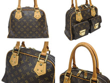 画像をギャラリービューアに読み込む, LOUIS VUITTON ルイヴィトン マンハッタンPM ハンドバッグ M40026 PVC ヌメ革 ブラウン ゴールド金具 美品 中古 4b010568