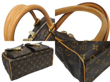 画像をギャラリービューアに読み込む, LOUIS VUITTON ルイヴィトン マンハッタンPM ハンドバッグ M40026 PVC ヌメ革 ブラウン ゴールド金具 美品 中古 4b010568