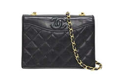 極美品 CHANEL シャネル Sフラップ Sチェーンショルダーバッグ A2000 1番台 ココマーク ラムスキン ブラック ゴールド金具 中古 4b010569