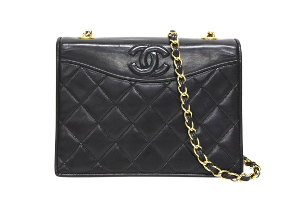 極美品 CHANEL シャネル Sフラップ Sチェーンショルダーバッグ A2000 1番台 ココマーク ラムスキン ブラック ゴールド金具 中古 4b010569