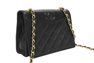 極美品 CHANEL シャネル Sフラップ Sチェーンショルダーバッグ A2000 1番台 ココマーク ラムスキン ブラック ゴールド金具 中古 4b010569