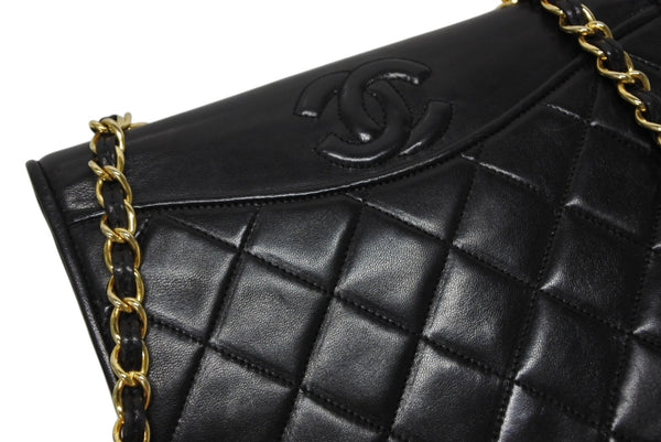 極美品 CHANEL シャネル Sフラップ Sチェーンショルダーバッグ A2000 1番台 ココマーク ラムスキン ブラック ゴールド金具 中古 4b010569