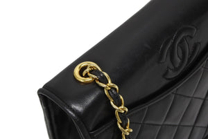 極美品 CHANEL シャネル Sフラップ Sチェーンショルダーバッグ A2000 1番台 ココマーク ラムスキン ブラック ゴールド金具 中古 4b010569