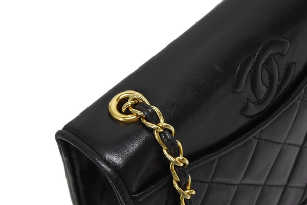 極美品 CHANEL シャネル Sフラップ Sチェーンショルダーバッグ A2000 1番台 ココマーク ラムスキン ブラック ゴールド金具 中古 4b010569