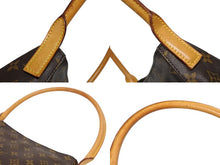 画像をギャラリービューアに読み込む, LOUIS VUITTON ルイヴィトン モノグラム ルーピングMM ワンショルダーバッグ M51146 PVC ヌメ革 ブラウン ゴールド金具 美品 中古 4b010571