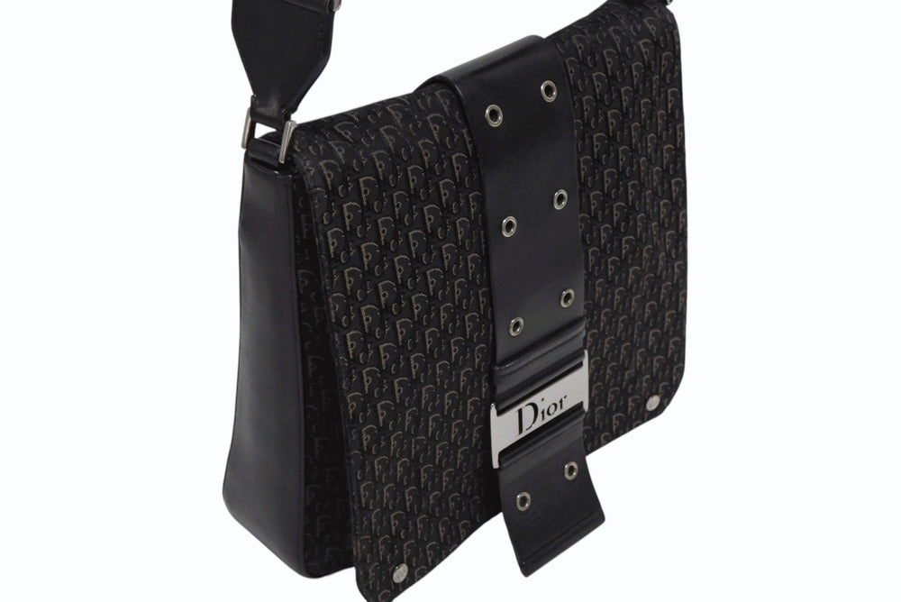 Christian Dior クリスチャンディオール ストリートシックライン ショルダーバッグ BM-0052 トロッター ガリアーノ期 ブラック 美品 中古 4b010575