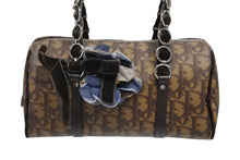 画像をギャラリービューアに読み込む, 極美品 CHRISTIAN DIOR クリスチャンディオール ロマンティック ハンドバッグ トロッター オブリーク ブラウン ブルー 中古 4b010576