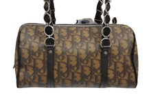 画像をギャラリービューアに読み込む, 極美品 CHRISTIAN DIOR クリスチャンディオール ロマンティック ハンドバッグ トロッター オブリーク ブラウン ブルー 中古 4b010576