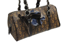 画像をギャラリービューアに読み込む, 極美品 CHRISTIAN DIOR クリスチャンディオール ロマンティック ハンドバッグ トロッター オブリーク ブラウン ブルー 中古 4b010576