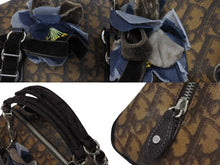 画像をギャラリービューアに読み込む, 極美品 CHRISTIAN DIOR クリスチャンディオール ロマンティック ハンドバッグ トロッター オブリーク ブラウン ブルー 中古 4b010576