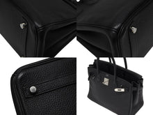 画像をギャラリービューアに読み込む, 極美品 HERMES エルメス バーキン30 ハンドバッグ トゴ ブラック シルバー金具 ◻︎O刻印 中古 4b010580