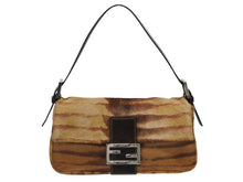 画像をギャラリービューアに読み込む, FENDI フェンディ マンマバケット ワンショルダーバッグ 26424 ゼブラ柄 ハラコ レザー ブラウン シルバー金具 美品 中古 4b010581