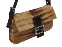 画像をギャラリービューアに読み込む, FENDI フェンディ マンマバケット ワンショルダーバッグ 26424 ゼブラ柄 ハラコ レザー ブラウン シルバー金具 美品 中古 4b010581