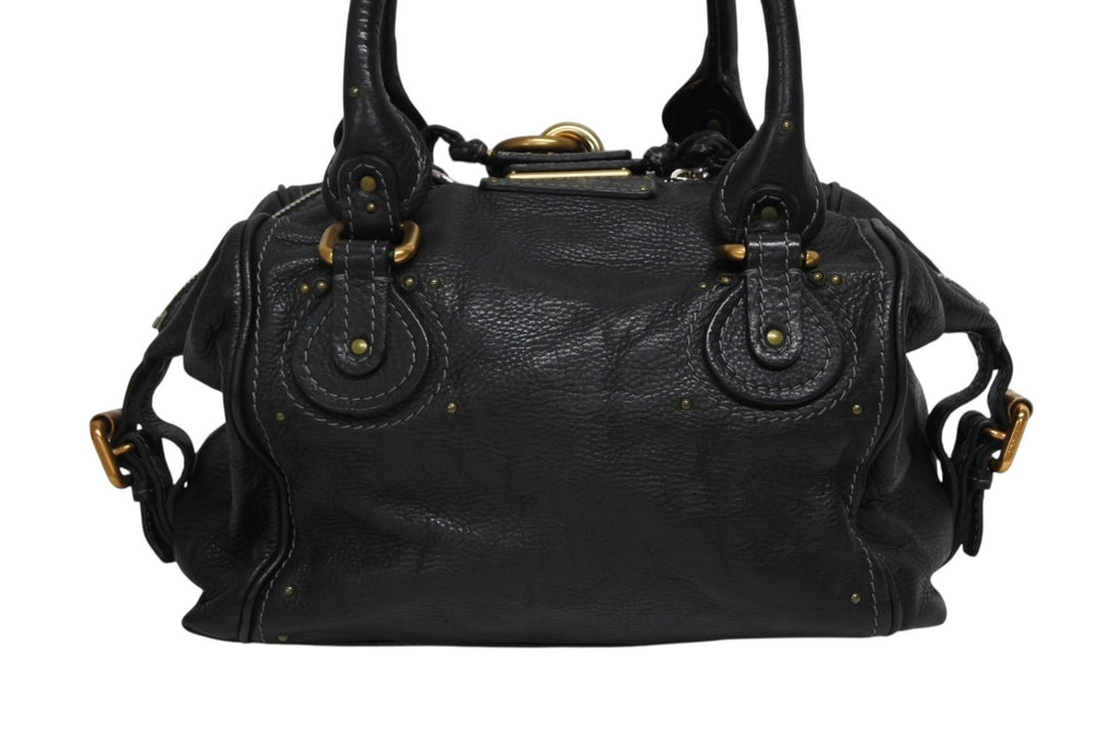 Chloe クロエ ハンドバッグ パディントン ワンショルダーバッグ ブラック レザー B19FG0 ゴールド金具 美品 中古 4b010584