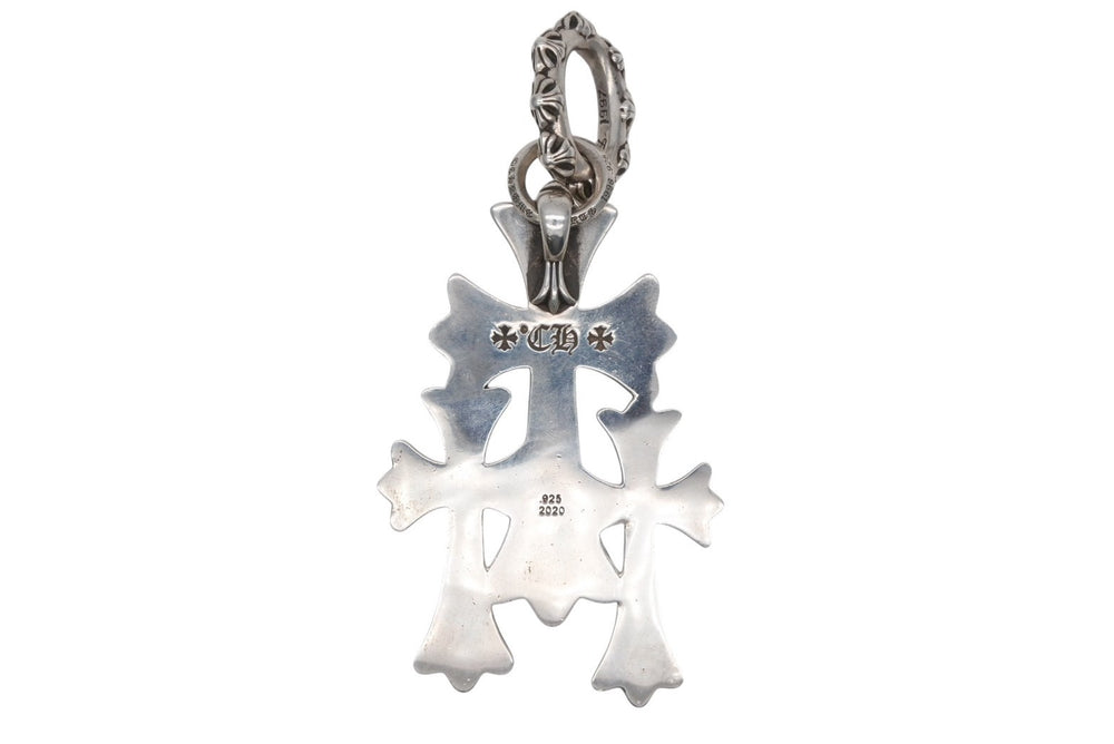 極美品 CHROME HEARTS クロムハーツ トリプルクロス 3CH CRSラージ 3CH クロス シルバーペンダントトップ シルバー 925 149.3g 中古 4a002561