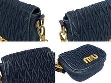 画像をギャラリービューアに読み込む, 極美品 MIUMIU ミュウミュウ マテラッセ ショルダーバッグ 5BH085 デニム レザー ギャザー インディゴブルー ゴールド金具 中古 4b010595