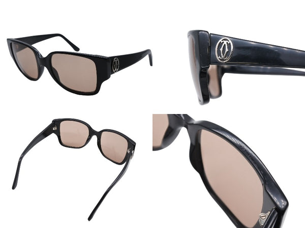 極美品 CARTIER カルティエ サングラス ロゴ ワンポイント 4809644 オレンジ ブラック プラスチック 中古 4b010599