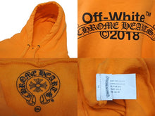 画像をギャラリービューアに読み込む, CHROME HEARTS × OFF-WHITE クロムハーツ × オフホワイト 18SS スクロールロゴ プルオーバーフーディー オレンジ サイズXXL 美品 中古 4b010604