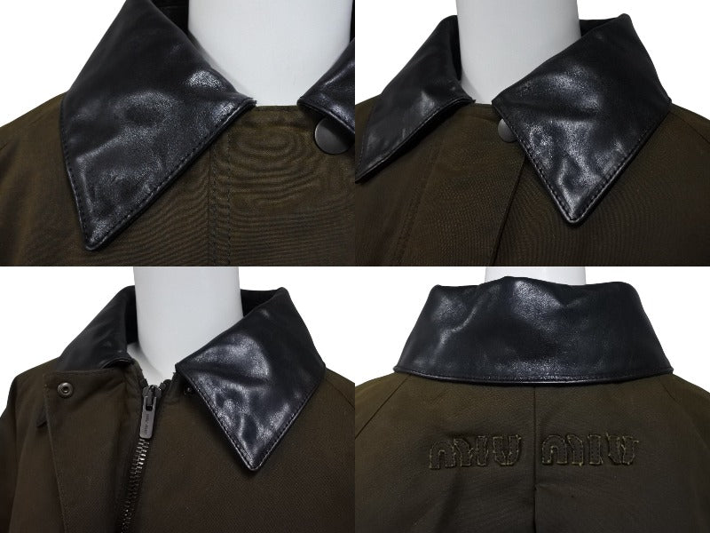 MIU MIU waxed canvas blouson jacket ML1104 waxed canvas blouson jacket size 36 khaki good condition used 010687