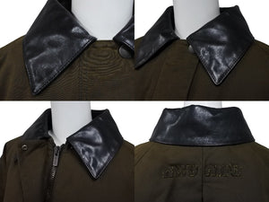 MIU MIU ミュウミュウ waxed canvas blouson jacket ML1104 ワックス加工 キャンバス ブルゾン ジャケット サイズ 36 カーキ 美品 中古 010687
