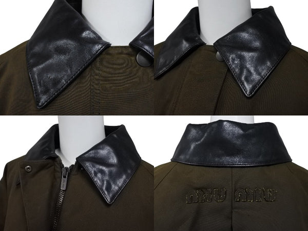 MIU MIU ミュウミュウ waxed canvas blouson jacket ML1104 ワックス加工 キャンバス ブルゾン ジャケット サイズ 36 カーキ 美品 中古 010687
