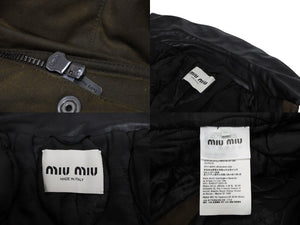 MIU MIU ミュウミュウ waxed canvas blouson jacket ML1104 ワックス加工 キャンバス ブルゾン ジャケット サイズ 36 カーキ 美品 中古 010687