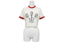 Load image into Gallery viewer, 極美品 MIUMIU Club ミュウミュウクラブ テニスラケットTシャツ 半袖Tシャツ ホワイト レッド ブラック サイズS 中古 4b010688