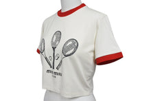 Load image into Gallery viewer, 極美品 MIUMIU Club ミュウミュウクラブ テニスラケットTシャツ 半袖Tシャツ ホワイト レッド ブラック サイズS 中古 4b010688