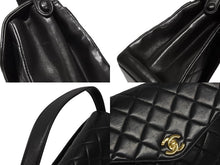 画像をギャラリービューアに読み込む, CHANEL シャネル マトラッセ 25 チェーンショルダーバッグ ダイアナ ラムスキン 4番台 ブラック ゴールド金具 美品 中古 4b010712