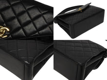 画像をギャラリービューアに読み込む, CHANEL シャネル マトラッセ 25 チェーンショルダーバッグ ダイアナ ラムスキン 4番台 ブラック ゴールド金具 美品 中古 4b010712