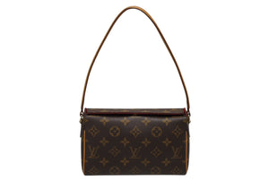 極美品 LOUIS VUITTON ルイヴィトン レシタル ハンドバッグ M51900 モノグラムキャンバス ヌメ革 ブラウン ゴールド金具 中古 4b010745