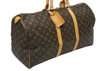 画像をギャラリービューアに読み込む, LOUIS VUITTON ルイヴィトン キーポル50 ボストンバッグ M41426 モノグラム PVC レザー モノグラム ゴールド金具 美品 中古 4b010748