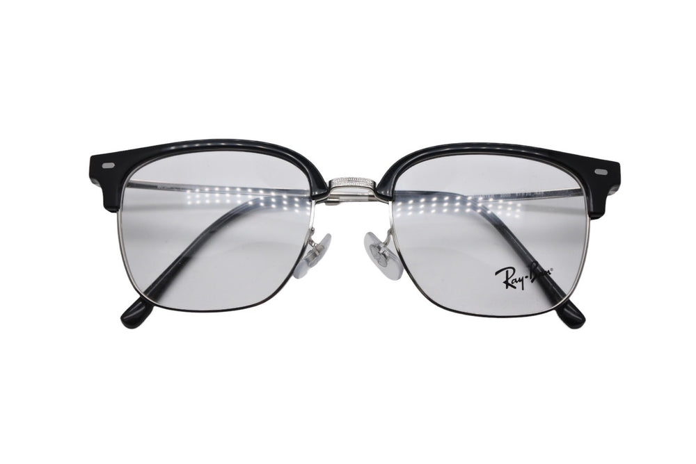 極美品 Ray-Ban レイバン スクエア メガネ RB7216F プラスチック クリア 55□20 145 ブラック シルバー金具 中古 4b010753