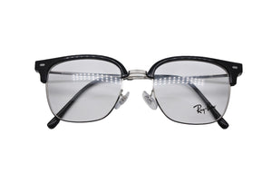 極美品 Ray-Ban レイバン スクエア メガネ RB7216F プラスチック クリア 55□20 145 ブラック シルバー金具 中古 4b010753