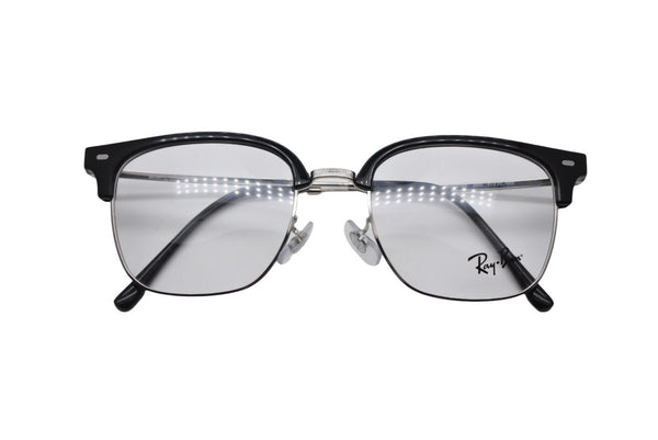 極美品 Ray-Ban レイバン スクエア メガネ RB7216F プラスチック クリア 55□20 145 ブラック シルバー金具 中古 4b010753