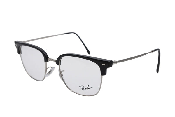 極美品 Ray-Ban レイバン スクエア メガネ RB7216F プラスチック クリア 55□20 145 ブラック シルバー金具 中古 4b010753