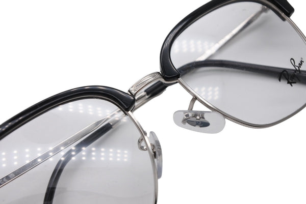 極美品 Ray-Ban レイバン スクエア メガネ RB7216F プラスチック クリア 55□20 145 ブラック シルバー金具 中古 4b010753
