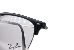 極美品 Ray-Ban レイバン スクエア メガネ RB7216F プラスチック クリア 55□20 145 ブラック シルバー金具 中古 4b010753