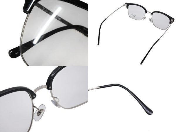 極美品 Ray-Ban レイバン スクエア メガネ RB7216F プラスチック クリア 55□20 145 ブラック シルバー金具 中古 4b010753