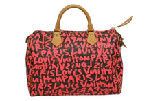 画像をギャラリービューアに読み込む, LOUIS VUITTON ルイヴィトン モノグラム グラフィティ スピーディ30 ハンドバッグ M93704 ピンク PVC ヌメ革 美品 中古 4b010759