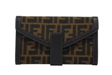 Load image into Gallery viewer, FENDI フェンディ 長財布 ビッグウォレット ズッカライン イニシャル入り イタリア製 キャンバス レザー ブラウン ゴールド金具 美品 中古 4b010768