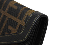 Load image into Gallery viewer, FENDI フェンディ 長財布 ビッグウォレット ズッカライン イニシャル入り イタリア製 キャンバス レザー ブラウン ゴールド金具 美品 中古 4b010768